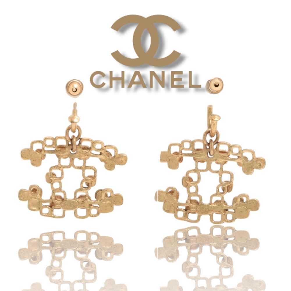 CHANEL Gold and Tan Earrings - Picture 8 of 13